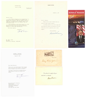 Lot of (6) Presidents and First Lady Signed Flats Including Harry Truman, Bess Truman, Nancy Reagan & Richard Nixon (Beckett PreCert)